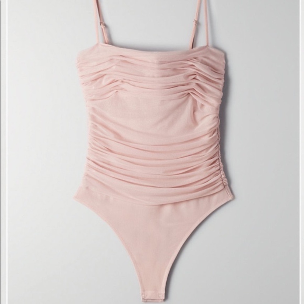 Aritzia Babaton Luxor Bodysuit Size 00 Ruched Wired Zipper-Back
